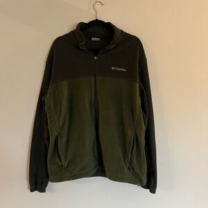 XL Columbia Men's Olive and Charcoal Zip-Up Sweater